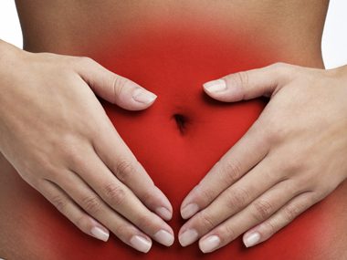 stomach pain red