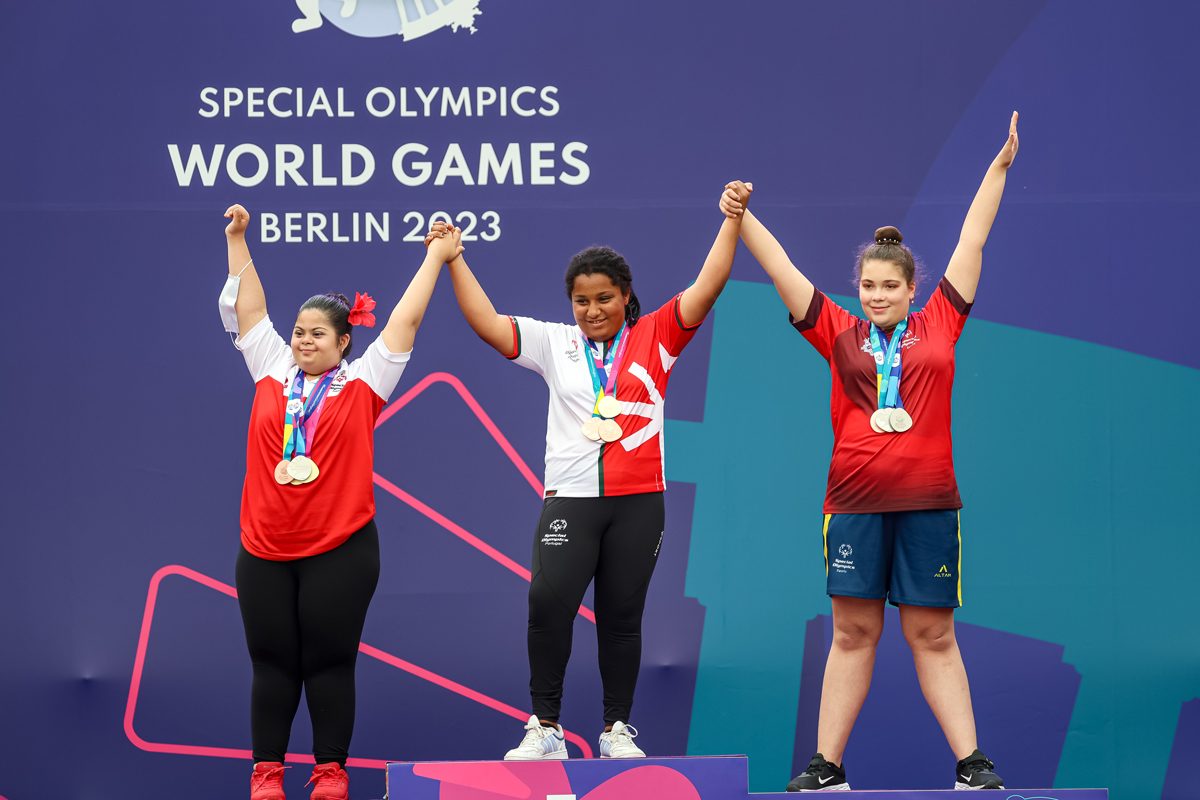 Athletes Cheer During The Medal Ceremony In Special Olympics Summer World Games Berlin 2023